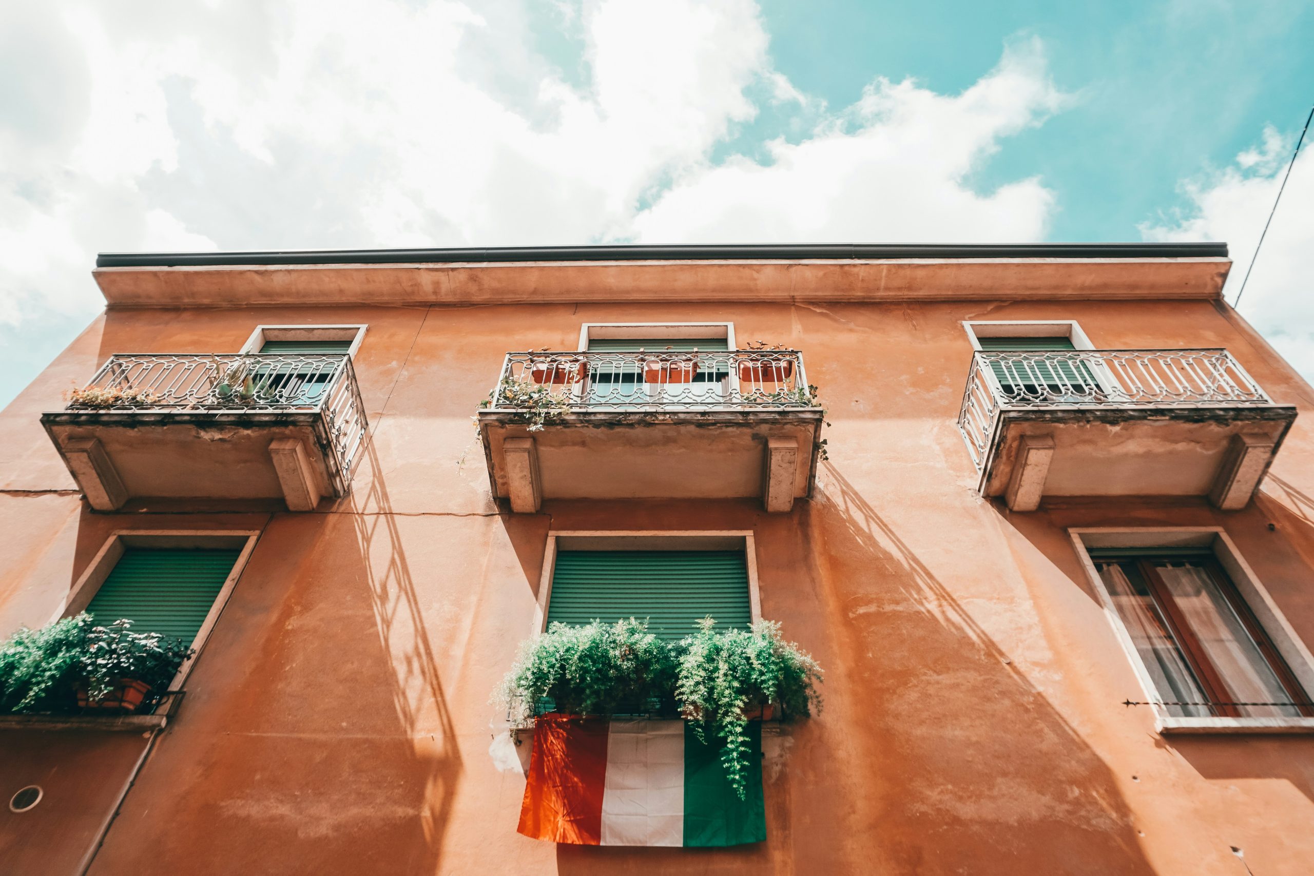Italian Houses with italian flag